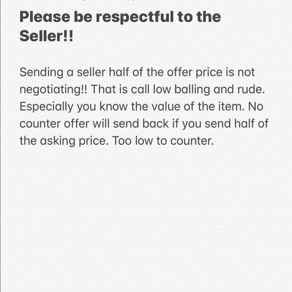 ❌❌Do not send me half of the asking price ❌❌